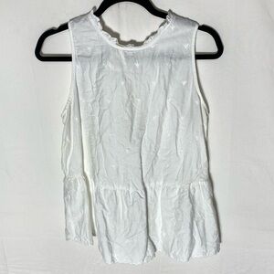 Loft White Cotton Sleeveless Peplum Top S